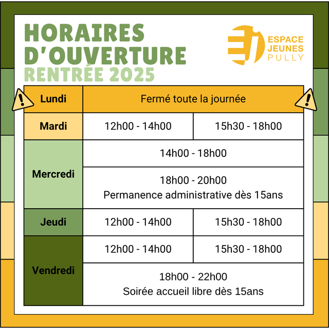 New Horaires 2025